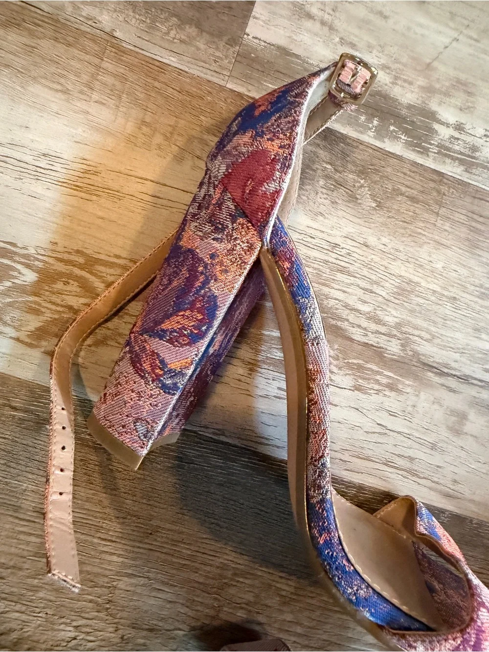 Steve Madden Pink and Blue Floral Block Heel Sandals